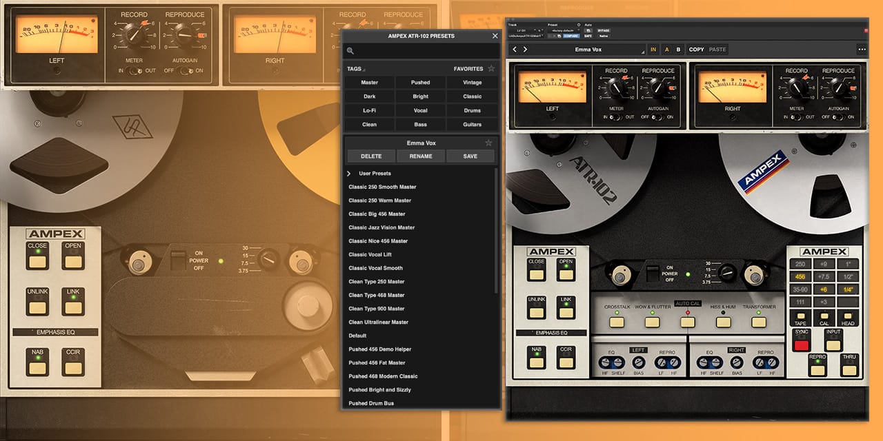 Ampex® ATR102 Mastering Tape Recorder UAD Audio Plugins Universal